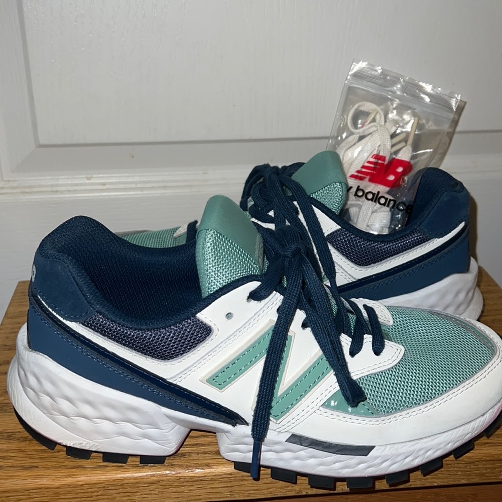 New Balance Mint Teal Navy White Women's Sneakers
